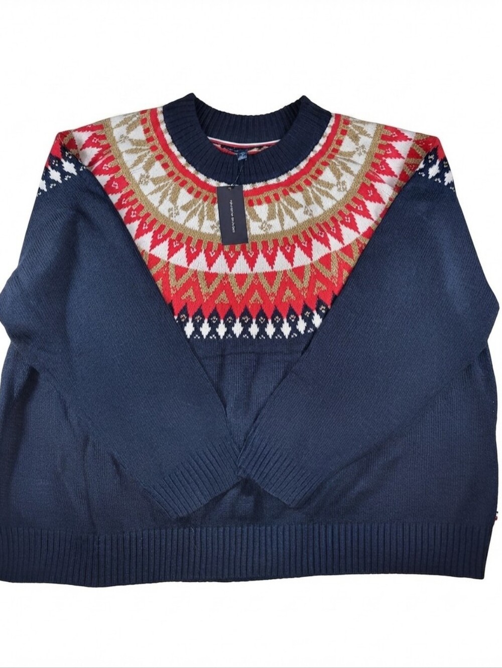 Tommy Hilfiger Fair Isle Sweater W2XS0789 Womens 3X Blue Red Gold NWT